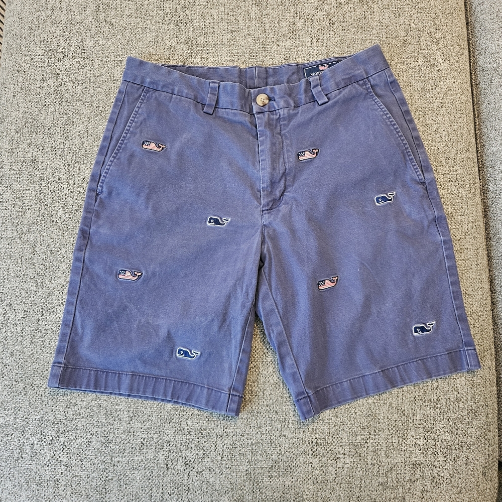Vineyard Vines Shorts Mens 30 Blue Classic Fit Breaker Whale Embroidery TC9